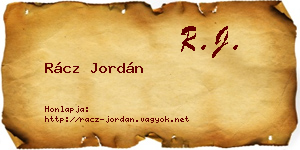 Rácz Jordán névjegykártya